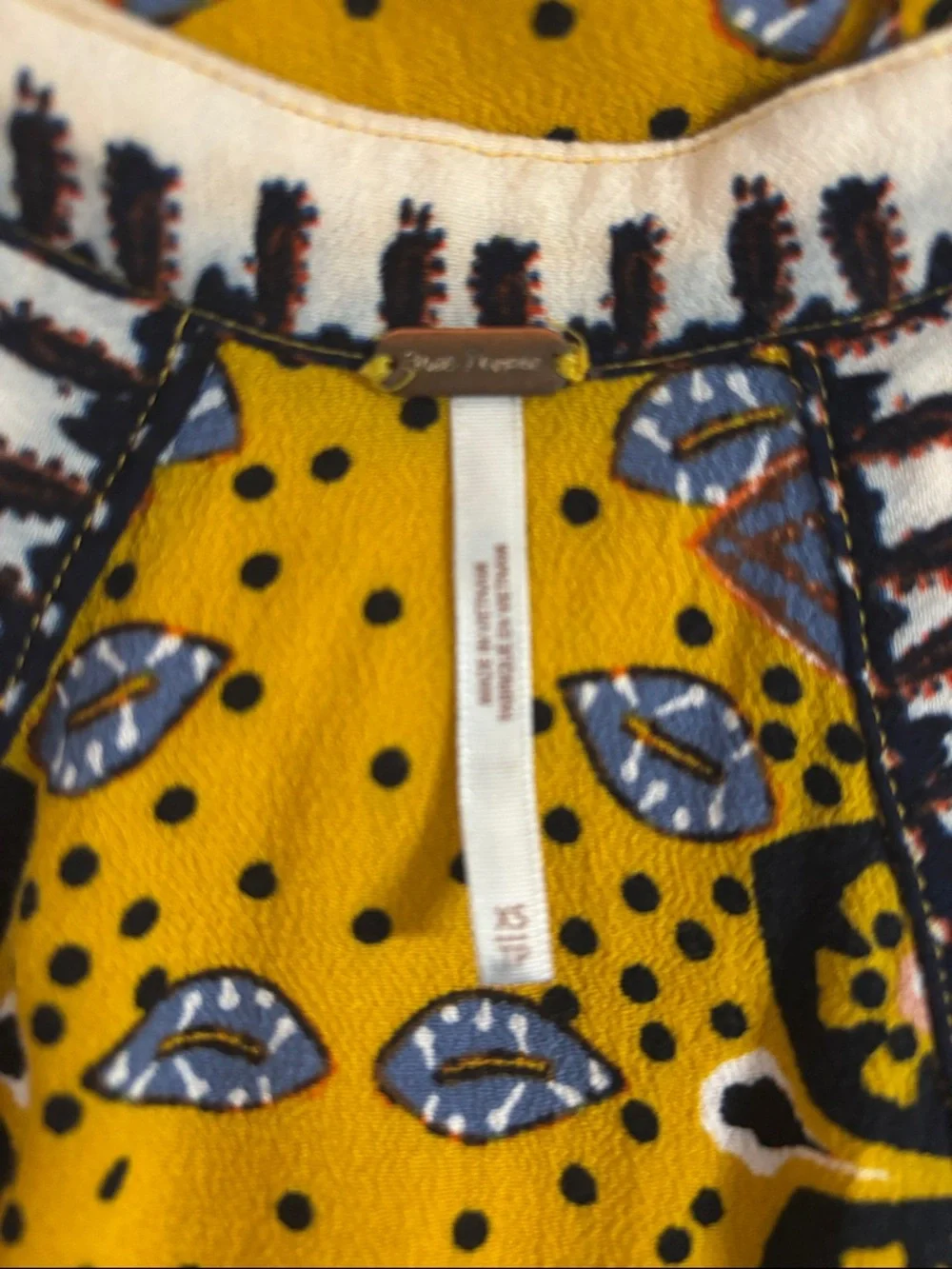 Free People V-Neck Mini Dress Mustard Yellow Size XS Boho Festival Trapeze - Picture 3 of 12
